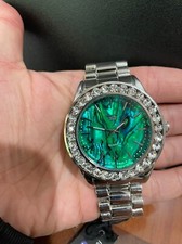 Men Iced Watch Silver Green Bling Rapper Simulate Diamond Crystal Hip Luxury Hot