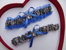  NEW Mossy Oak Camouflage Camo Royal Blue Wedding Garter Hunter Chick Deer  