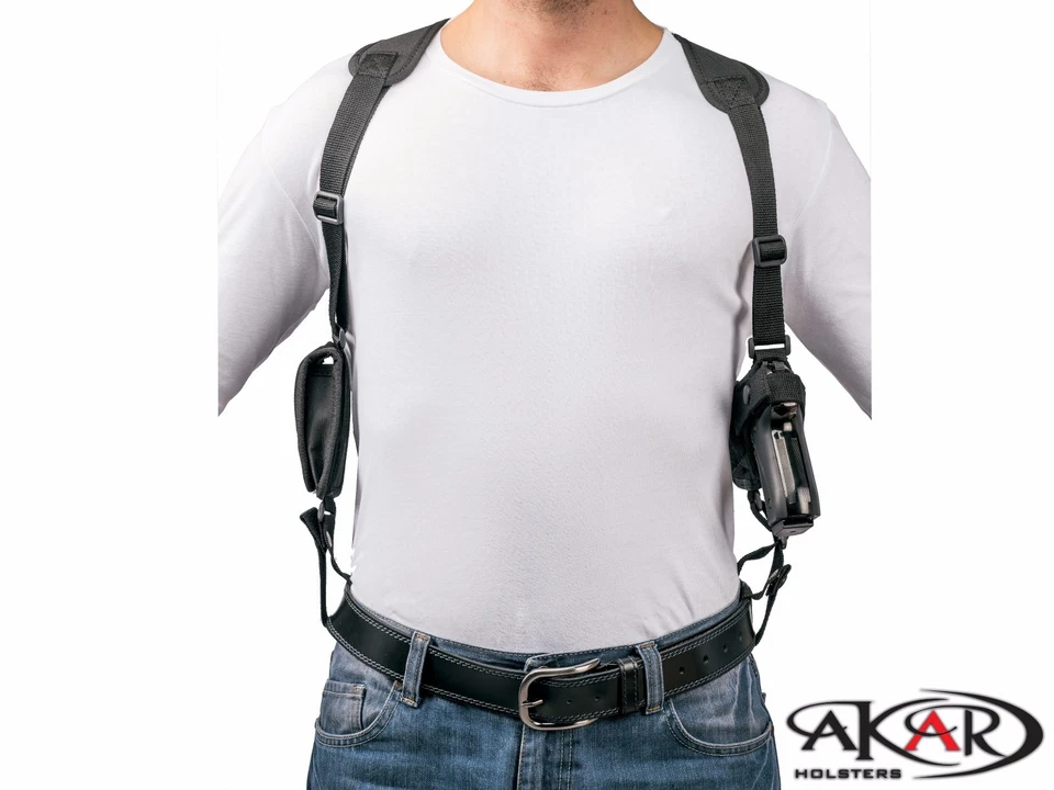 Hi-point 45 4" 5" Nylon Horizontal Shoulder Holster with Double Mag Pouch RH - Image 4 of 4