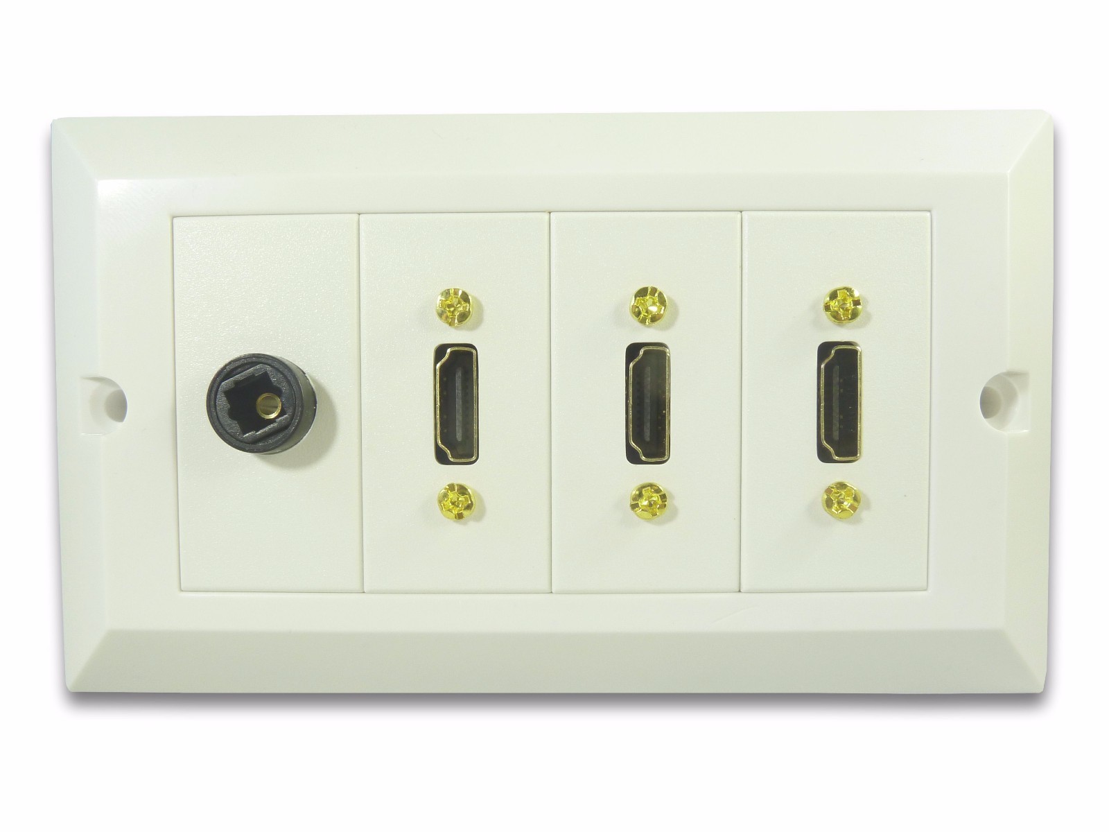 3 Port HDMI Wall Plate - With 1 Optical Audio Socket Faceplate Audio and Video
