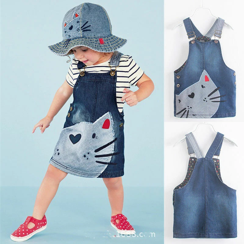 Baby Girls Denim Jeans Overalls Braces Skirt Summer Clothes + Knee Socks | eBay