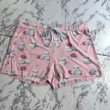 Munki Munki Pajama Shorts Macaroons Print Drawstring Comfort Lounge Pink Large
