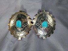 2 Western Turquoise Belt Concho Silver Tone Southwest Oval Shape 2.25  X 1.5  