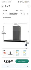 Russell Hobbs RHGCH903DS 90cm T-Shaped Chimney Cooker Hood A++ Class Dark Steel