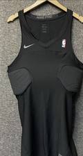 Nike Pro Men's XL Black Padded Compression Tank Top Sleeveless V-Neck NBA Logo