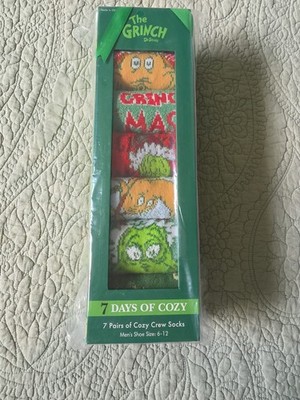 Dr. Seuss The Grinch Who Stole Christmas Crew Socks-Mens 7 PACK NEW   Men's 