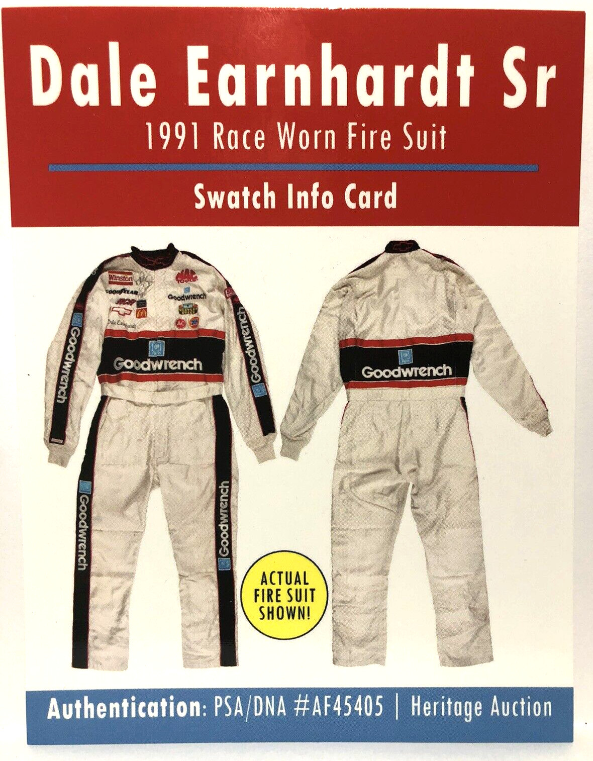 Dale Earnhardt Sr. 1991 Race Worn Firesuit Swatch PSA/DNA Authenticated Nascar view 7
