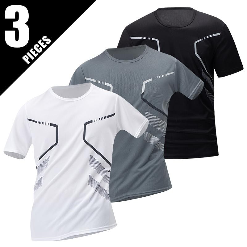 Men's Summer Mequick Dry T-shirt Set Loose Fit Breathable Multi-pack Multicolour