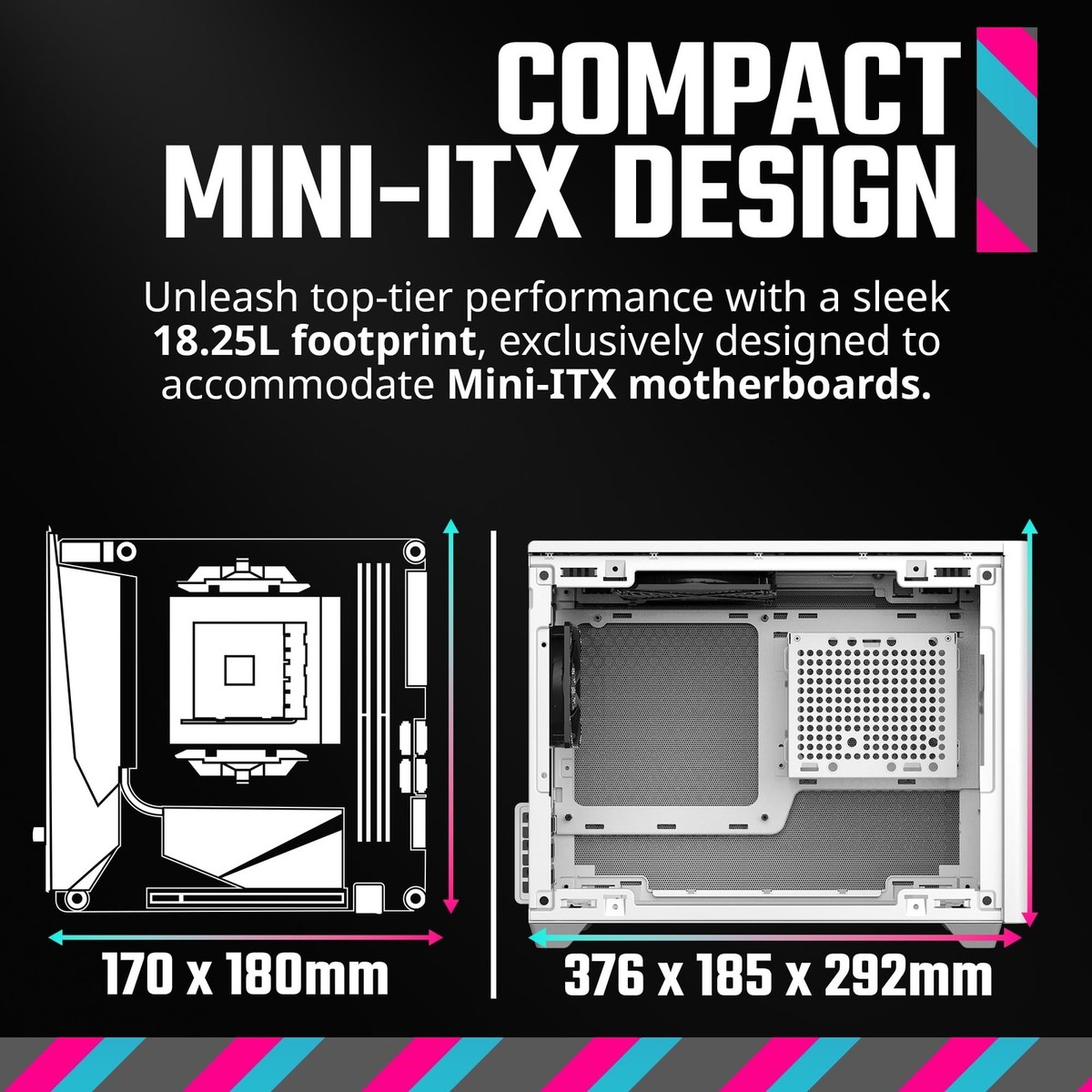 Cooler Master NR200 White Mini-ITX PC Case, 330mm Horizontal