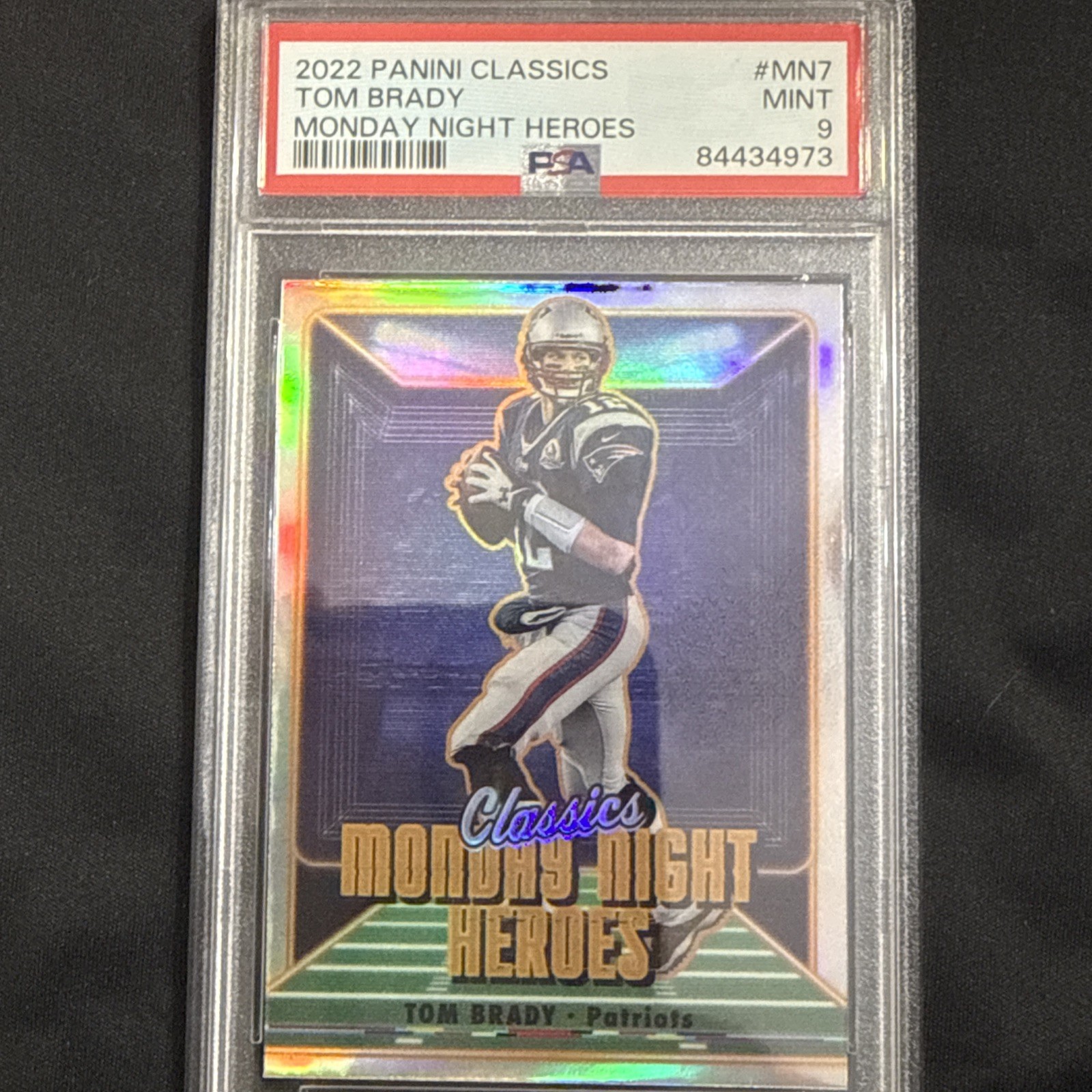 2022 Panini Classics - Monday Night Heroes Foil Tom Brady #MN-7 Silver PSA 9 view 3
