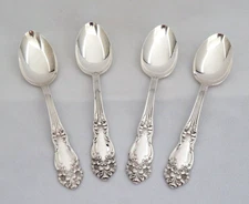 SET of 4 Reed & Barton Silver Plate TEASPOONS ~ FESTIVITY Tiger Lily ~ NO MONO