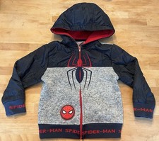 Marvel Spider-Man Boys Fleece Lined Jacket Full Zip Hoodie; Navy  Gray; Size 4T