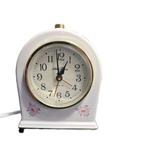Seth Thomas Electric Ceramic Clock Floral Designs Gold Trim Made In USA Works