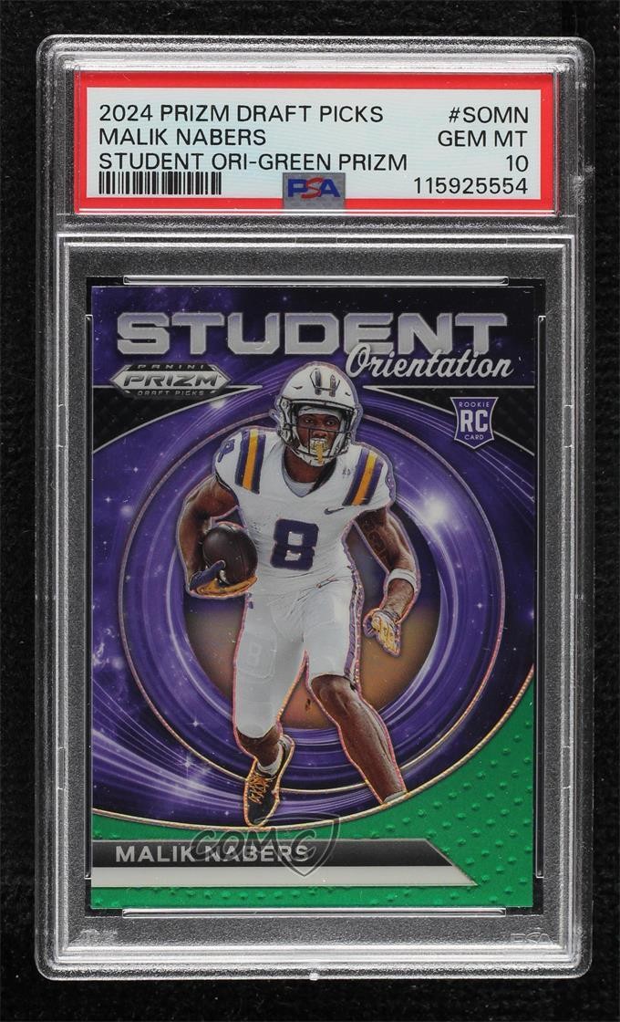 2024 Panini Prizm Draft Picks Green Malik Nabers PSA 10 GEM MT Rookie RC 0b7v