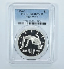 1996-P Olympic High Jump Commemorative Silver Dollar PR69 DCAM PCGS