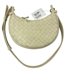 Bottega Veneta Gemelli Multipocket Woven Leather Shoulder Bag Sea Salt & Brass