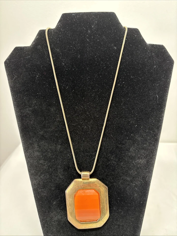 Statement 项链 Carnelian 彩色八边形吊坠 重黄铜 复古 MCM 28 — 第 2/4 张图片