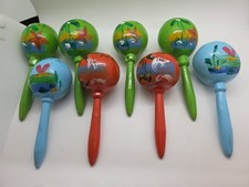 Traditional Authentic Mexico Maracas 8 Sets Hand Painted 6" New