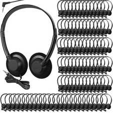 100 Pieces Classroom School Headphones Bulk on Ear Headphone with 3.5mm Headp...