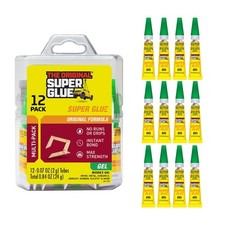 Super Glue Gel, 2 Gram Tubes, 12-Pack, Clear, 12 Count Pack of 1 , Clear