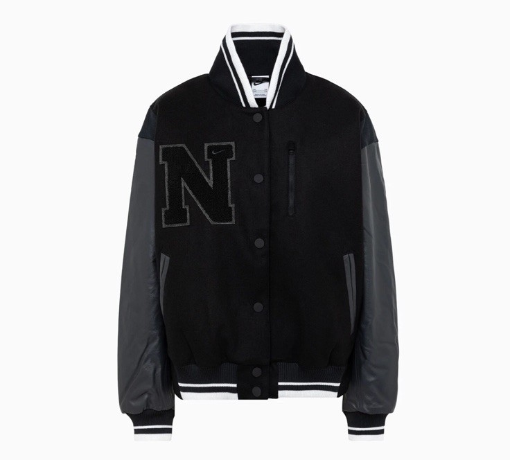 SACAI X NIKE Giacca distruttore lana oversize Nike abbigliamento sportivo donna FZ5733 010 taglia L XL