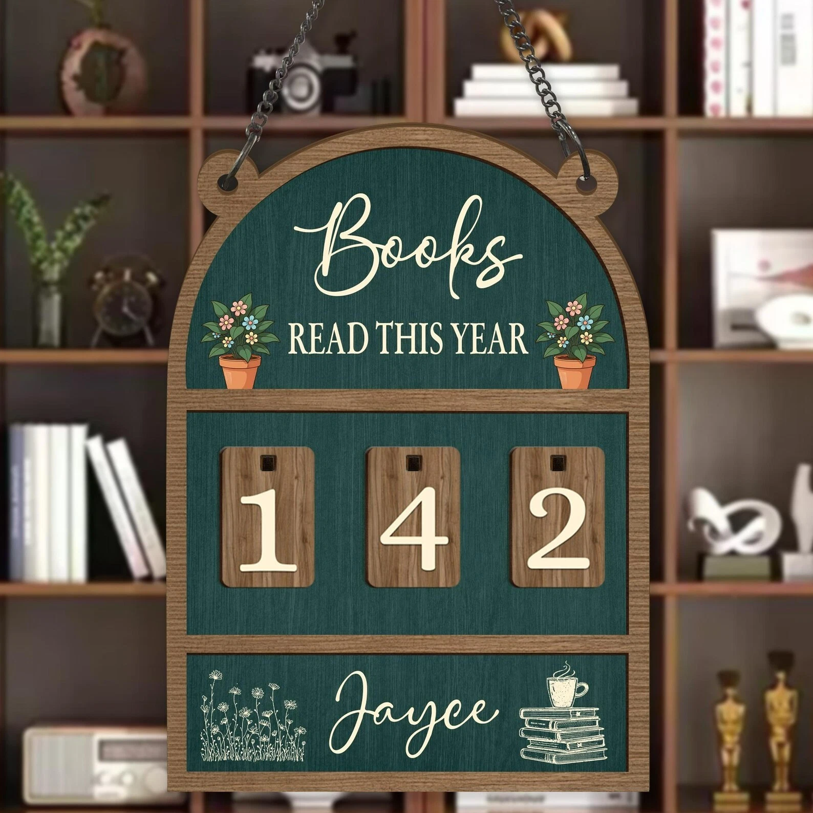 Personalized Books Read This Year Tracker, Wooden Reading Tracker Sign