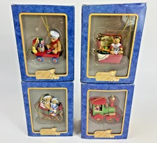 1998 Vintage Enesco Cherished Teddies Christmas Holiday Ornaments Lot of 4