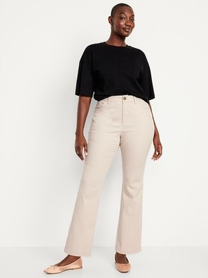 OLD NAVY by Gap ~ New! 22 ~STONE High-Rise Stretch Cotton Uniform Boot-Cut Pants