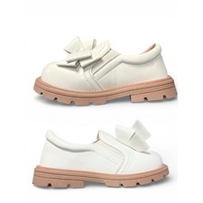 NIB Kids White Bow Loafer Shoes Chunky Sole Slip On Toddler Childrens Sz 7 MJ