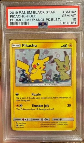 2019 Pokemon Sun & Moon Pikachu Black Star Promo Team Up Holo #SM162 PSA 10 GEM