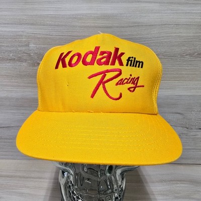 Kodak Racing Snapback Hat Vintage Embroidered Yellow Film Camera