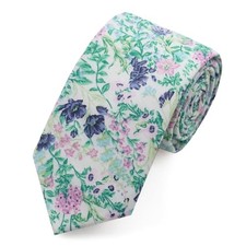 Floral Ties for Men Flower Pattern Mens Ties 2.8" Cotton White Cyan Grey Pink