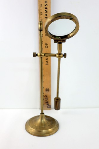 Lente d'ingrandimento scrivania laboratorio o nautica vintage su supporto regolabile - Foto 3 di 5