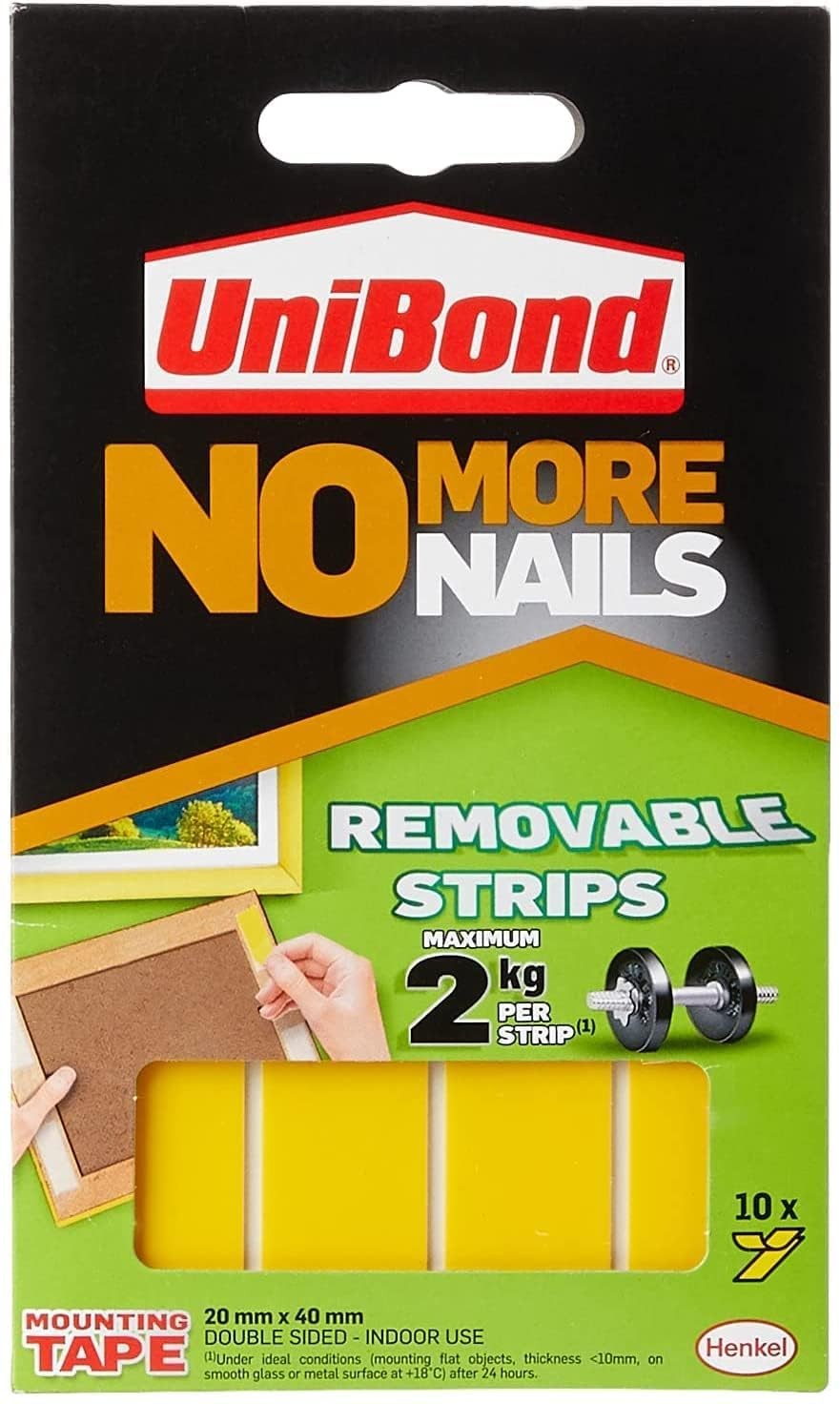 Unibond No More Nails Removable Picture Hanging Strips, Adhesive Strips for Fas