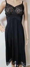 Vintage Van Raalte Black Full Slip Lingerie Lace Accents Nylon Philmy Size 34