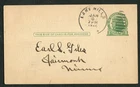 1927 Lake Mills IA to Fairmont MN Postal Card Insurance Receipt 1c Jefferson