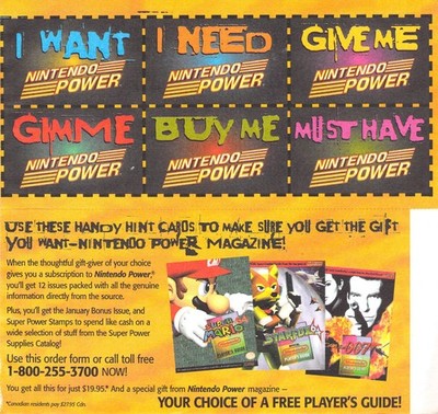 Vtg Nintendo Power Magazine Insert Subscription Order Card Star Fox 64 N64 90s