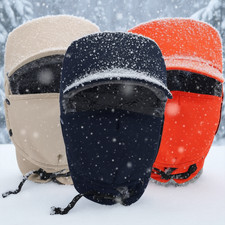 Winter 3 in 1 Thermal Fur Lined Leifeng Hat with Ear Flap Full Face Warmer Cover