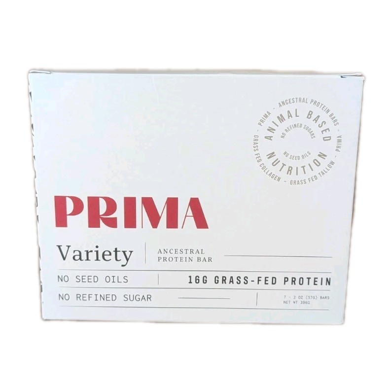PRIMA ANCESTRAL PROTEIN BAR – Grass-Fed, Low Carb, Gluten-Free – 7 Pack Variety