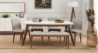 Essgruppe Komplett Esstisch + 4X StüHle HolzmöBel Esszimmer Bank Einrichtung