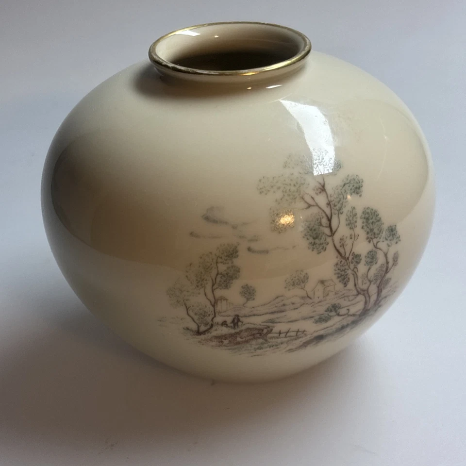 2511002 Fürstenberg Porzellan Vase, Kugelvase, Dekor Bäume Landschaft ca. 9,5 cm - Bild 4 von 4