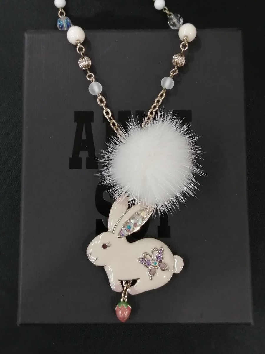 ANNA SUI White Rabbit Strawberry necklace Silver Chain length