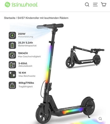 Isinwheel  Electric Scooter für Kids S7 Schwarz