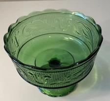 Vintage E.O. Brody Co. Green Glass Compote Candy Dish Cleveland Ohio Mint Cond.