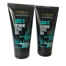 2 L'Oreal Paris Lock It Extreme Style Hair Gel Maximum Hold & High Shine 5.1 oz