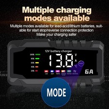 Caricabatterie Mantenitore Batteria Auto Moto 12V 10A Intelligente Display LED - Miniatura 4