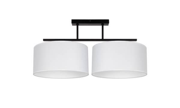 Deckenleuchte Stoff Schirm Wohnzimmer Schwarz Weiß E27 L:70 Cm Flur Deckenlampe-image
