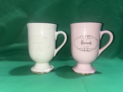 VINTAGE HARRODS FINE BONE CHINA COFFEE TEA CUP . 10 OZ Set Of 2