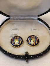 Michaela Frey Wien Ohrclips – Emaille geometrisch/Spiral | 80er / 90er Jahre