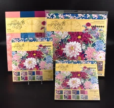 Graphic 45 BLOSSOM 12x12 Collection Pack & Patterns/Solids and 2, 8x8 Pads NEW
